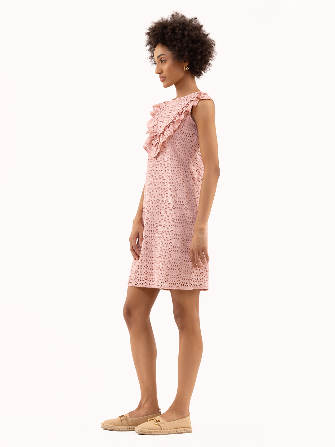 Preety Ruffle Schiffli Dress Light Pink -2